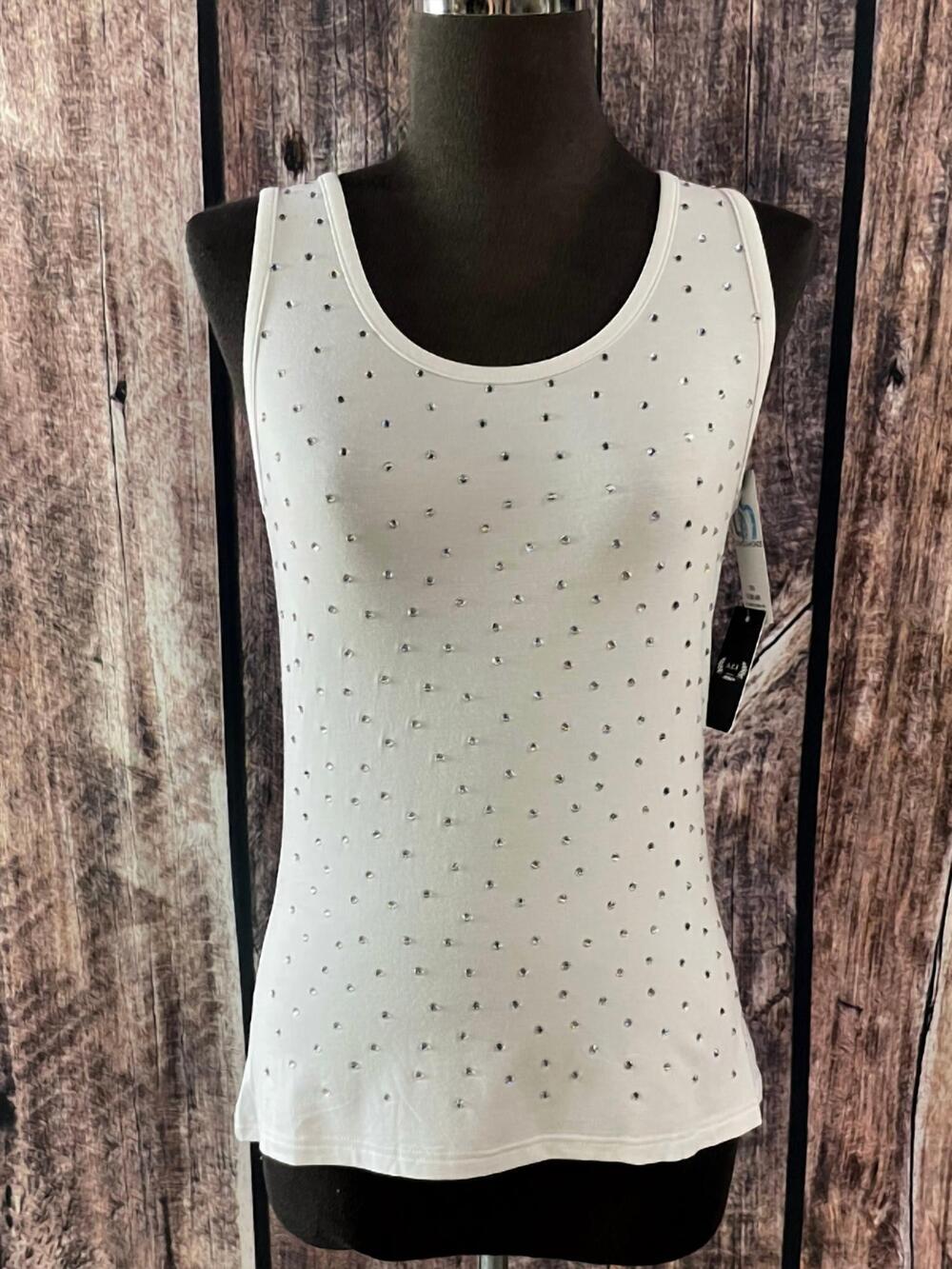 NEW AZI women's bling tank top in white